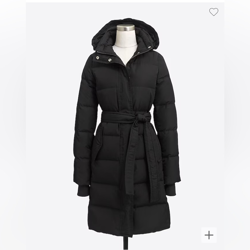J.Crew Factory Long belted puffer jacket